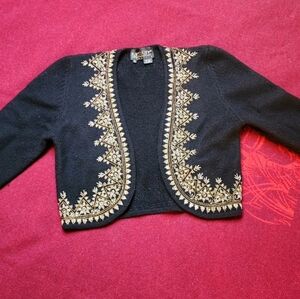 Art Deco Beaded Cardigan, matador style shrug 90s does 1930s